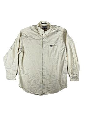 Vintage 90s Chaps Ralph Lauren Mens Large Yellow Stripe Button Down Shirt LS